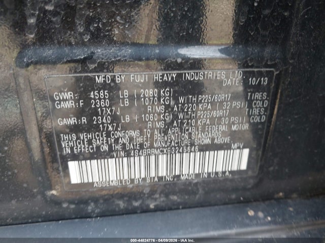 Продаж на аукціоні авто 2014 Subaru Outback 2.5i Limited, vin: 4S4BRBMCXE3245646, номер лоту: 44824776