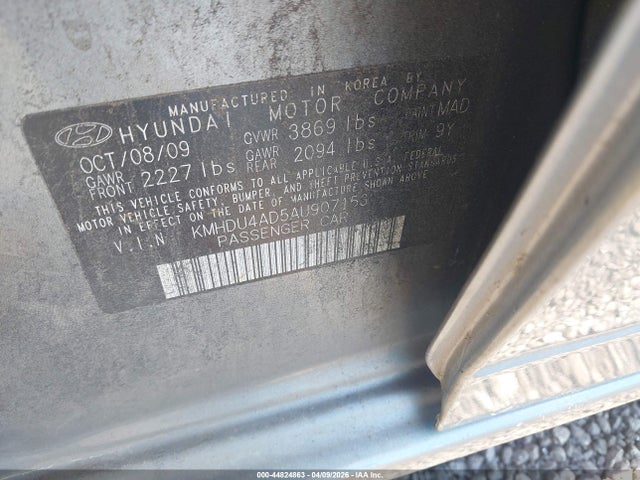 Aukcja sprzedaży 2010 Hyundai Elantra Gls, vin: KMHDU4AD5AU907153, numer aukcji: 44824863