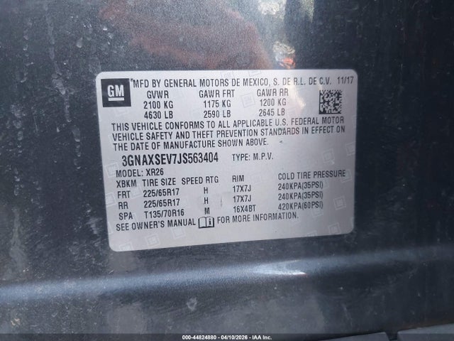 Chevrolet EQUINOX LT 2018 3GNAXSEV7JS563404 Image 9