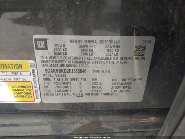Buick Enclave Leather 2015 5GAKVBKD2FJ365046 Image 9