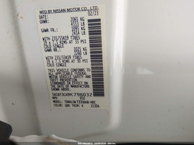 Продаж на аукціоні авто 2023 Nissan Rogue Sl Fwd, vin: 5N1BT3CA9PC796032, номер лоту: 44824915