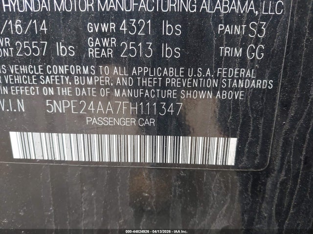 Hyundai SONATA ECO 2015 5NPE24AA7FH111347 Image 9