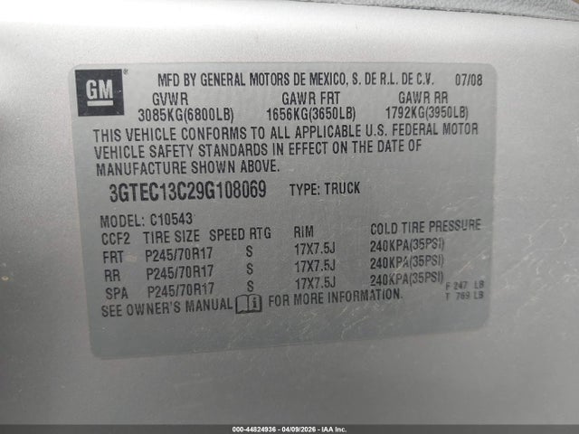 Aukcja sprzedaży 2009 Gmc Sierra 1500 Work Truck, vin: 3GTEC13C29G108069, numer aukcji: 44824936