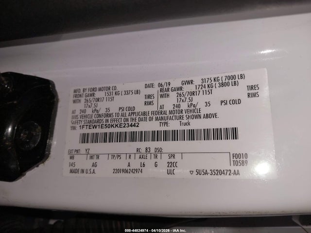Ford F-150 Xl 2019 1FTEW1E50KKE23442 Image 9