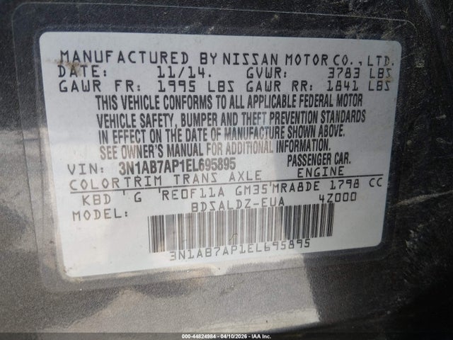 Nissan SENTRA SV 2014 3N1AB7AP1EL695895 Image 9