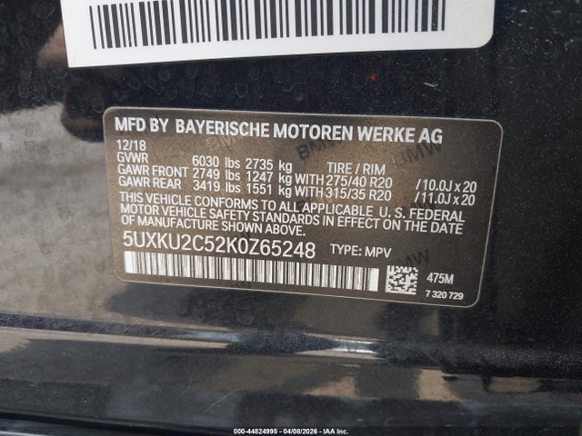 Aukcja sprzedaży 2019 Bmw X6 Xdrive35i, vin: 5UXKU2C52K0Z65248, numer aukcji: 44824995