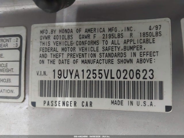 Aukcja sprzedaży 1997 Acura Cl 2.2, vin: 19UYA1255VL020623, numer aukcji: 44824998