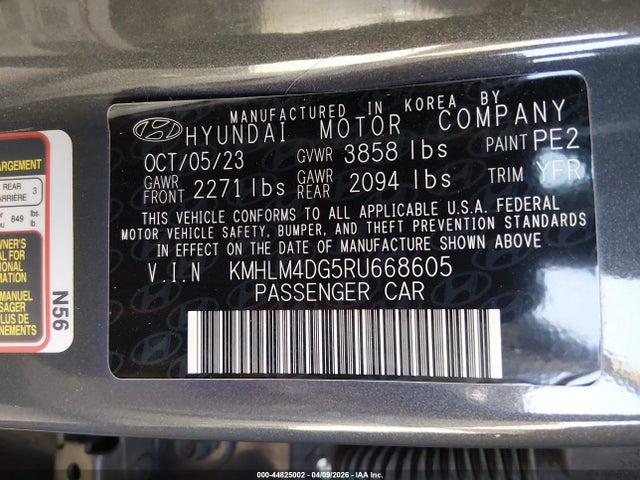 KMHLM4DG5RU668605 Hyundai ELANTRA SEL
