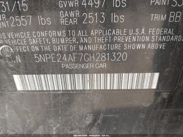 2016 HYUNDAI SONATA 5NPE24AF7GH281320 Photo 8