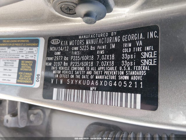 2013 KIA SORENTO 5XYKUDA6XDG405211 Photo 8