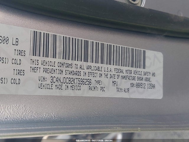 44825033 :رقم المزاد ، 3C4NJDCB2KT596256 vin ، 2019 Jeep Compass Limited 4x4 مزاد بيع