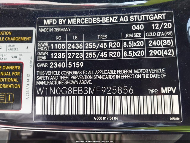 W1N0G8EB3MF925856 Mercedes-Benz Glc 300 4matic Suv