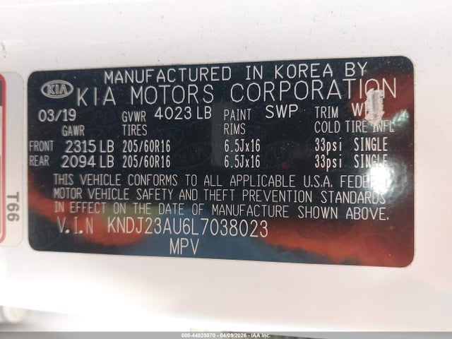 KNDJ23AU6L7038023 KIA SOUL S