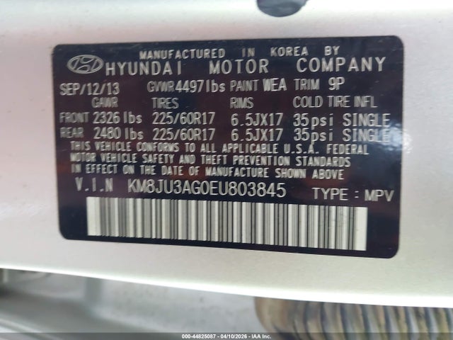 2014 HYUNDAI TUCSON KM8JU3AG0EU803845 Photo 8