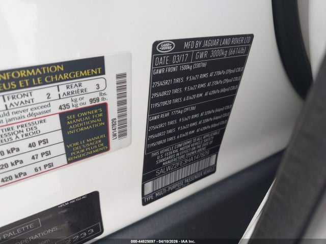 SALWZ2FE3HA147829 Land Rover Range Rover Sport 5.0l V8 Supercharged Svr