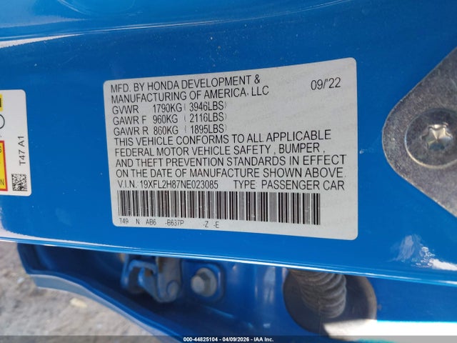 Honda Civic Sport 2022 19XFL2H87NE023085 Image 9