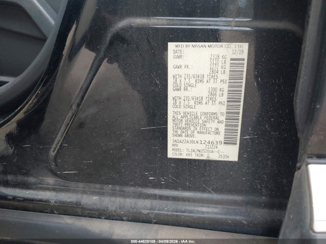 Продаж на аукціоні авто 2020 Nissan Murano S Fwd, vin: 5N1AZ2AJ0LN124639, номер лоту: 44825108