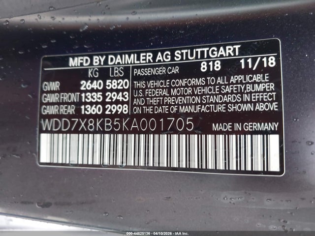 WDD7X8KB5KA001705 Mercedes-Benz Amg Gt 63 4-door Coupe S