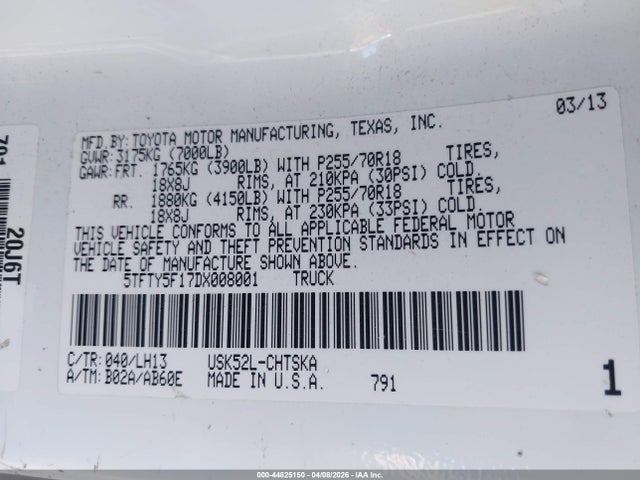 2013 TOYOTA TUNDRA 5TFTY5F17DX008001 Photo 8