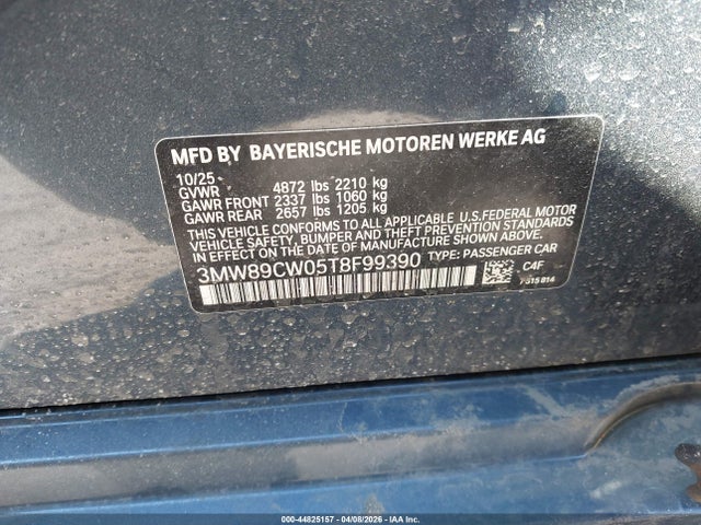Aukcja sprzedaży 2026 Bmw 330i Xdrive Na, vin: 3MW89CW05T8F99390, numer aukcji: 44825157