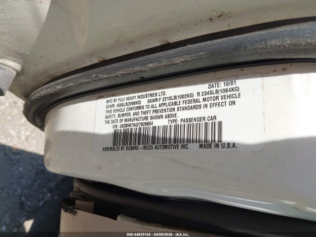 Auction sale of the 2002 Subaru Outback, vin: 4S3BH675427626604, lot number: 44825184