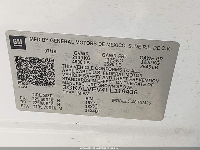 3GKALVEV4LL119436 GMC Terrain Awd Slt