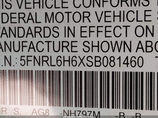 5FNRL6H6XSB081460 Honda Odyssey Ex-l