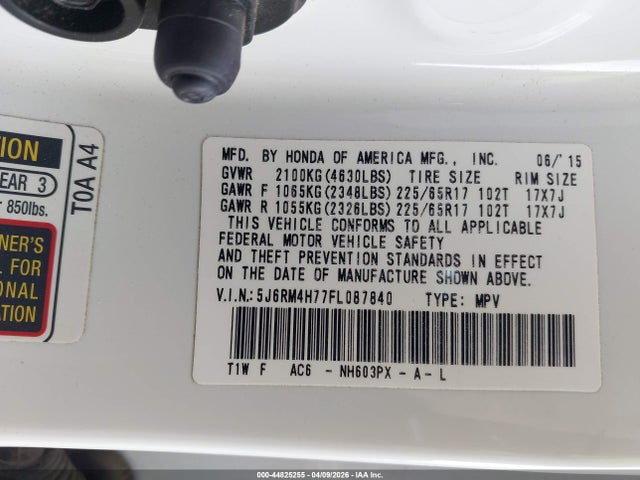 5J6RM4H77FL087840 Honda Cr-v Ex-l