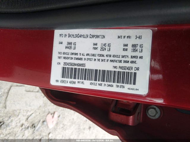 Продажа на аукционе авто 2004 Dodge Intrepid Es/sxt, vin: 2B3HD56G84H600955, номер лота: 44825256