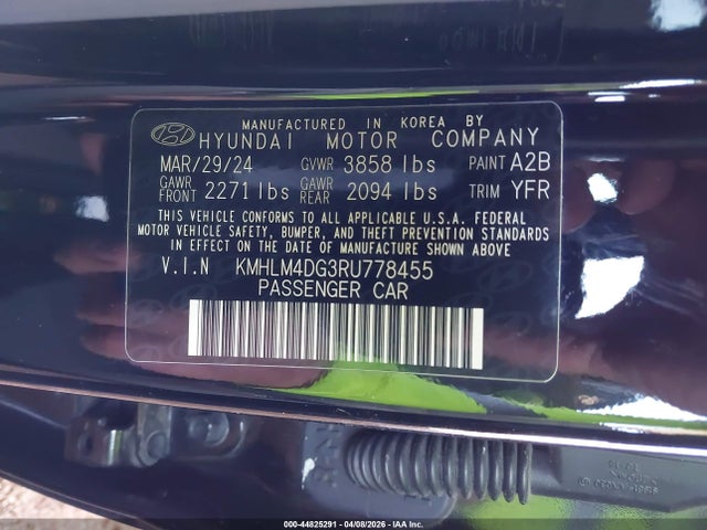 44825291 :رقم المزاد ، KMHLM4DG3RU778455 vin ، 2024 Hyundai Elantra Sel مزاد بيع