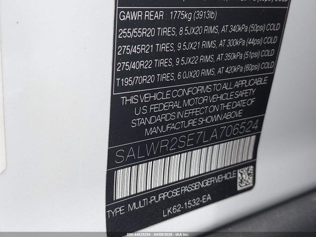 SALWR2SE7LA706524 Land Rover Range Rover Sport Hse Dynamic