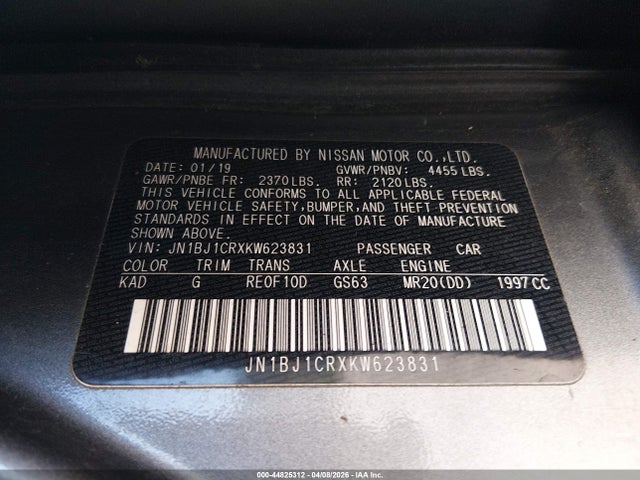 JN1BJ1CRXKW623831 Nissan Rogue Sport S