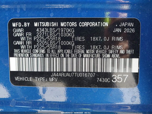 2026 MITSUBISHI OUTLANDER SPORT JA4ARUAU7TU016707 Photo 8