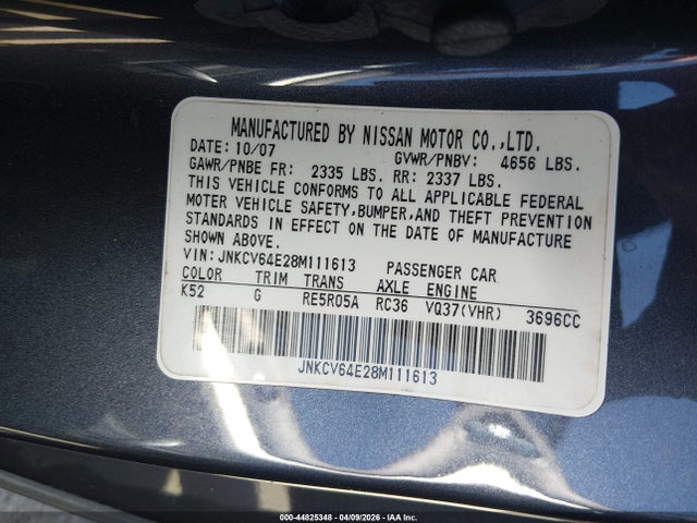 2008 INFINITI G37 JNKCV64E28M111613 Photo 8