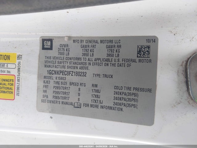 1GCNKPEC8FZ180232 Chevrolet Silverado 1500 Ls