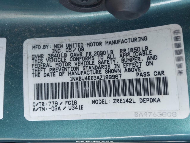 2010 TOYOTA COROLLA 1NXBU4EE3AZ189967 Photo 8