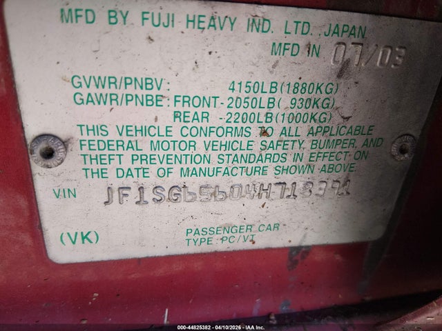 2004 SUBARU FORESTER JF1SG65604H718391 Photo 8