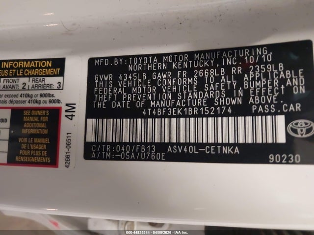 2011 TOYOTA CAMRY 4T4BF3EK1BR152174 Photo 8