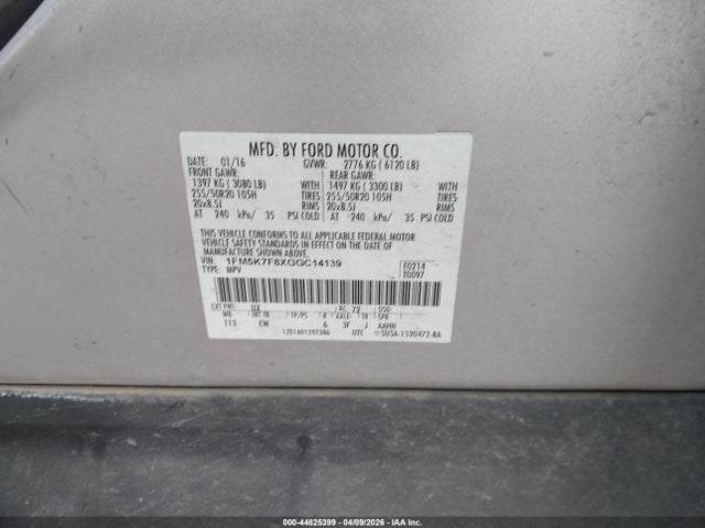 1FM5K7F8XGGC14139 Ford Explorer Limited