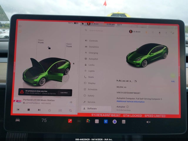 Aukcja sprzedaży 2022 Tesla Model 3 Rear-wheel Drive, vin: 5YJ3E1EA9NF188287, numer aukcji: 44825429