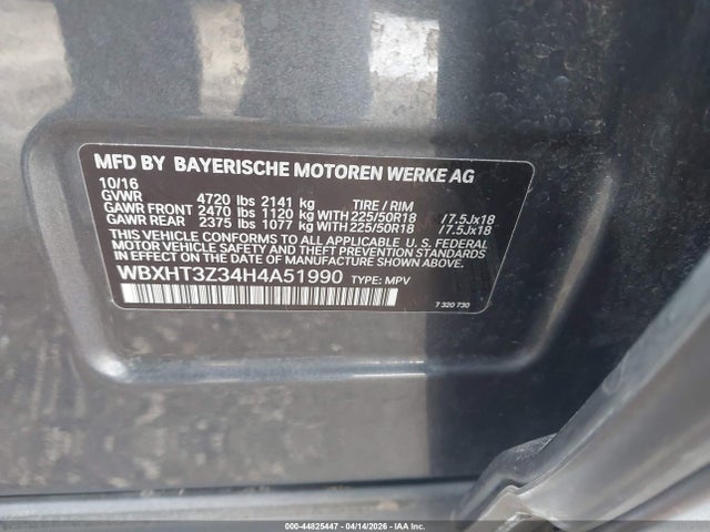 44825447 :رقم المزاد ، WBXHT3Z34H4A51990 vin ، 2017 Bmw X1 Xdrive28i مزاد بيع