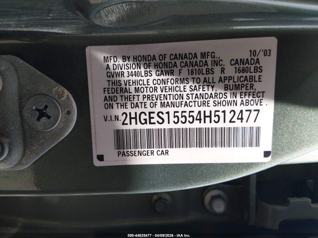 2004 HONDA CIVIC 2HGES15554H512477 Photo 8