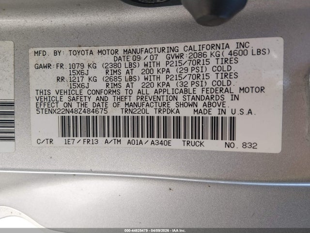 2008 TOYOTA TACOMA 5TENX22N48Z484675 Photo 8