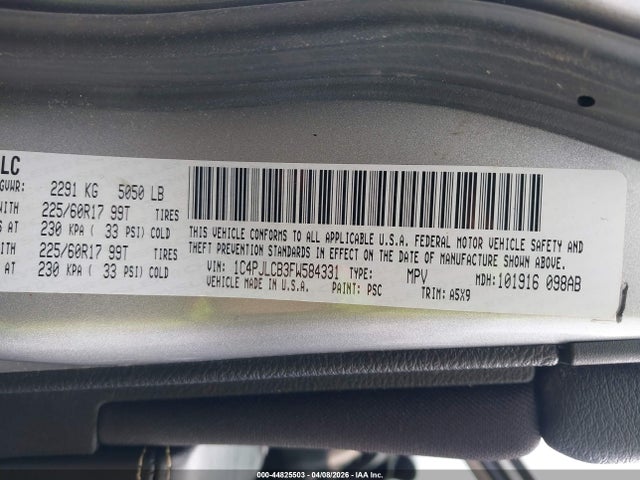 Aukcja sprzedaży 2015 Jeep Cherokee Latitude, vin: 1C4PJLCB3FW584331, numer aukcji: 44825503