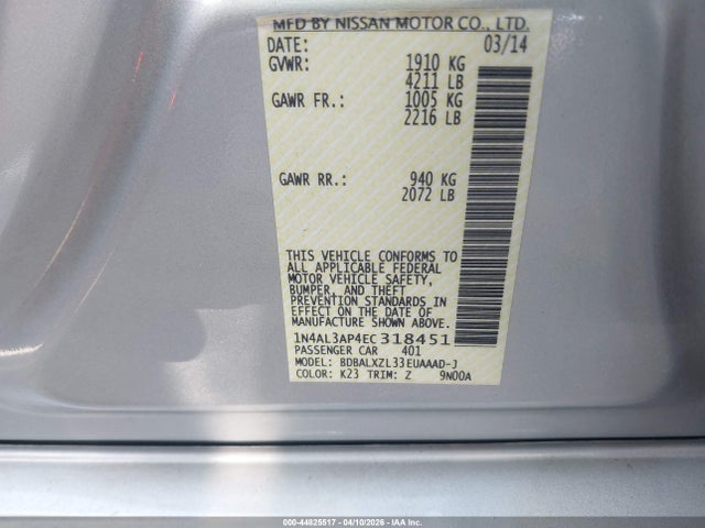 Nissan Altima 2.5 Sl 2014 1N4AL3AP4EC318451 Image 9