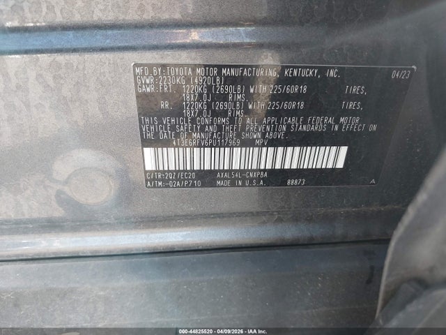 44825520 :رقم المزاد ، 4T3E6RFV6PU117969 vin ، 2023 Toyota Rav4 Hybrid Xse مزاد بيع