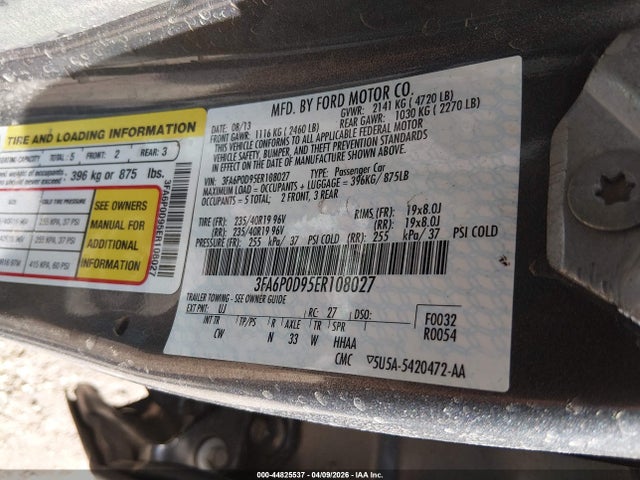 Aukcja sprzedaży 2014 Ford Fusion Titanium, vin: 3FA6P0D95ER108027, numer aukcji: 44825537