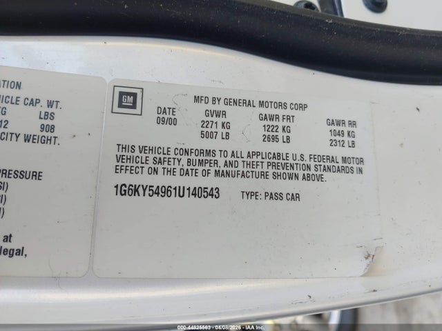 2001 CADILLAC SEVILLE 1G6KY54961U140543 Photo 8