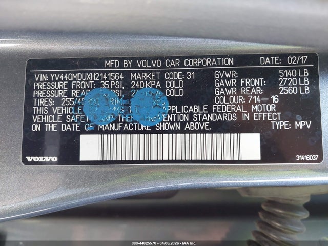 YV440MDUXH2141564 Volvo Xc60 T5 Inscription