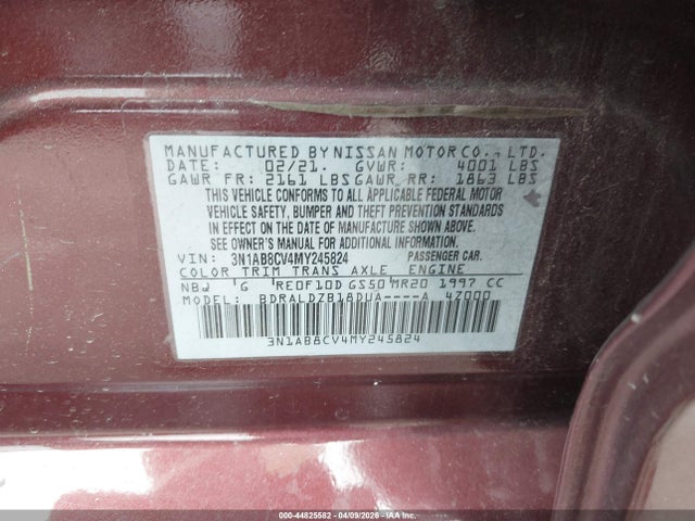 3N1AB8CV4MY245824 Nissan Sentra Sv Xtronic Cvt